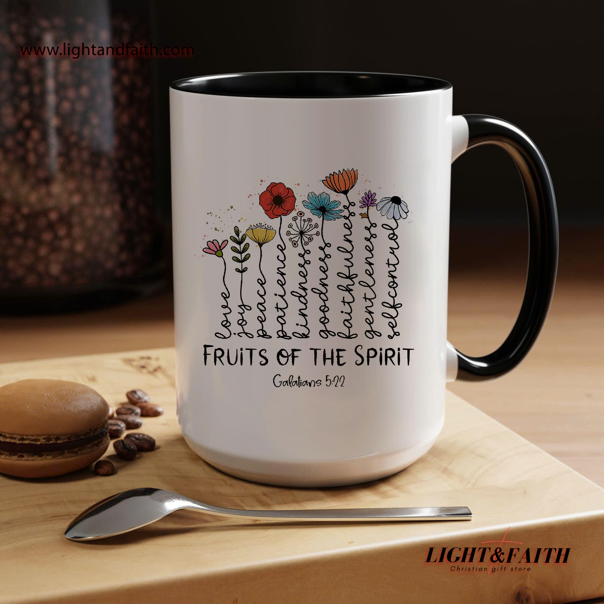 Fruits of the Spirit Mug – Galatians 5:22 Bible Verse Mug, Christian Floral Faith Gift MULAF26